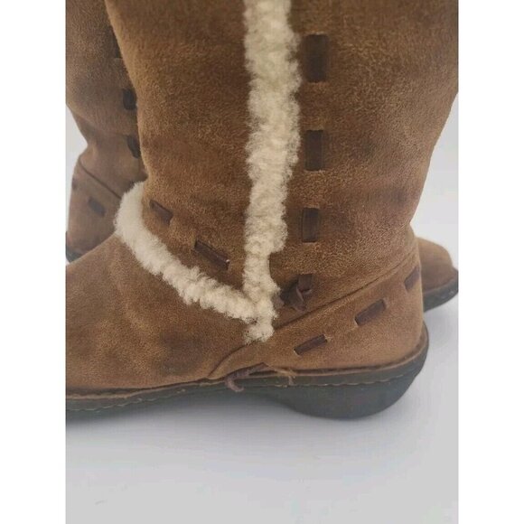 UGG Boots 8 Elijo Shearling Chestnut Brown Suede Cream 5674 Preowned Fast Ship - Picture 7 of 12